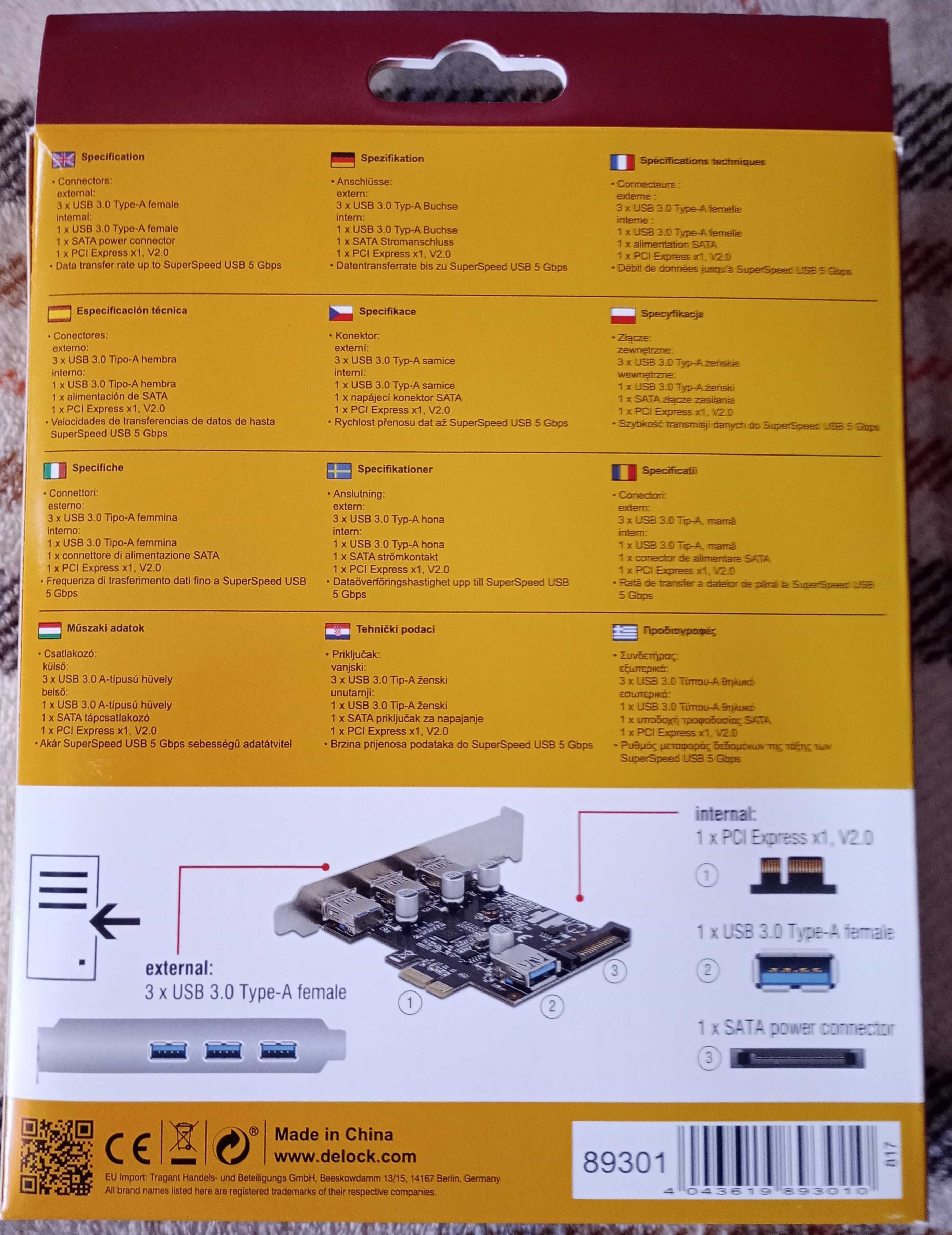Sprzedam używany Adapter Delock USB 3.0 PCI Express Card.