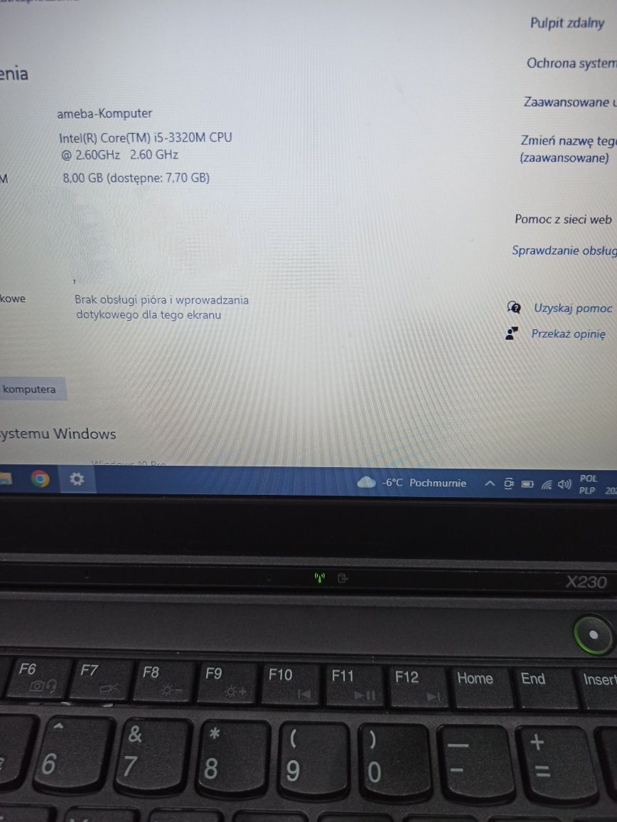 Laptop Lenovo Thinkpad x230 i5 8gb zasilacz torba win 7/10