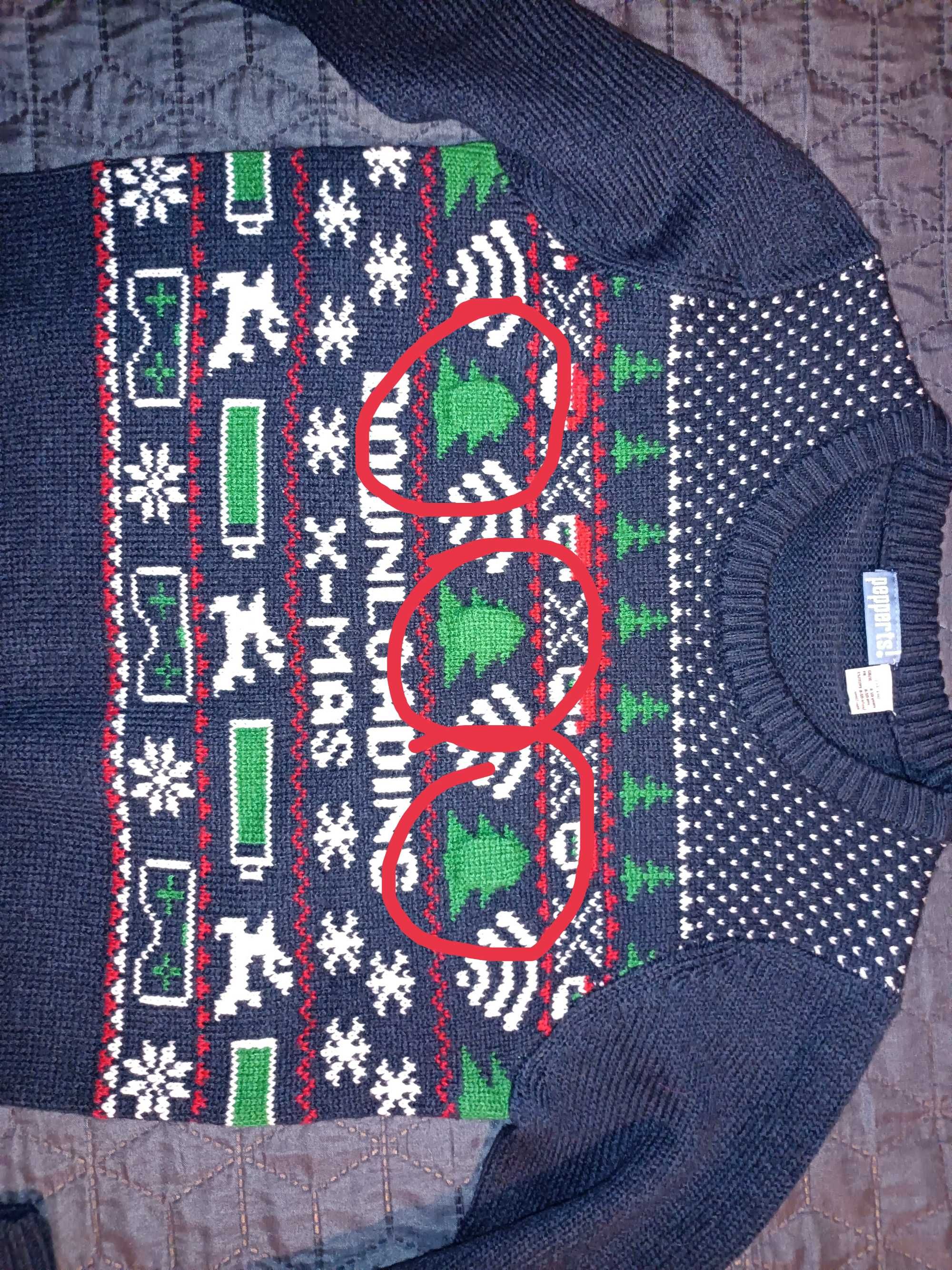 Świąteczny sweter granatowy świecący 134/140