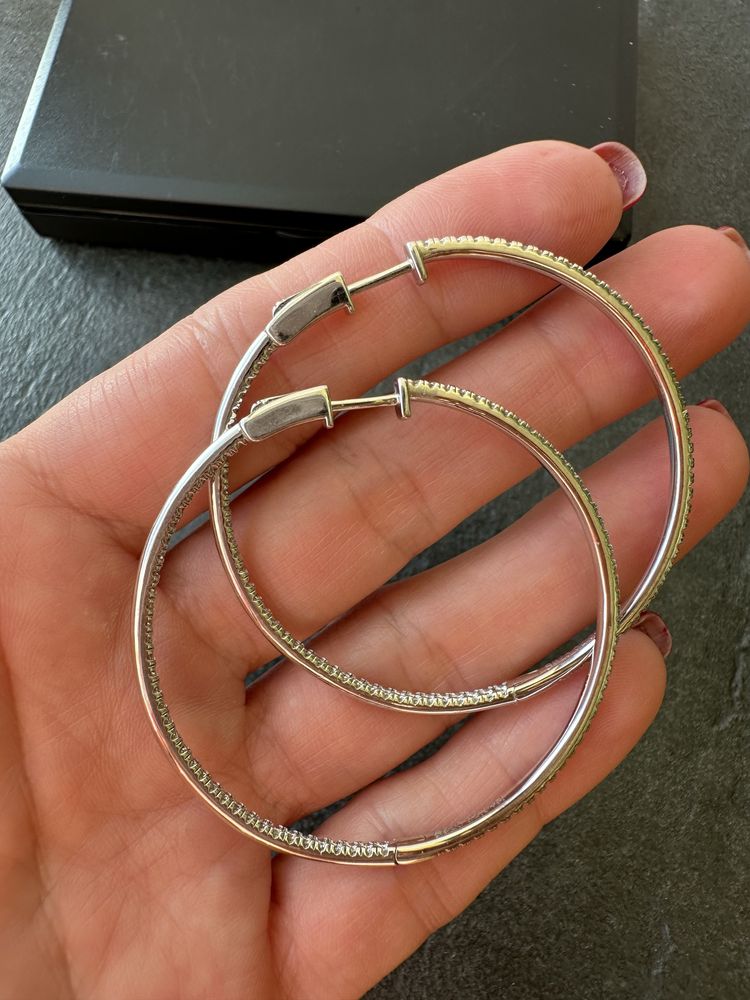 Серьги конго серебро 925, муссанит, серьги кольца, сережки,