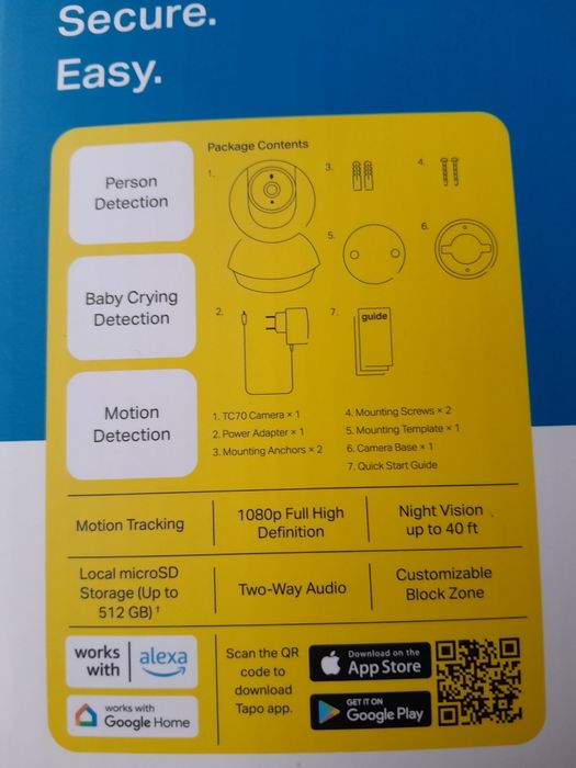 Câmera de Segurança WiFi Tapo TC70 1080p Full HD