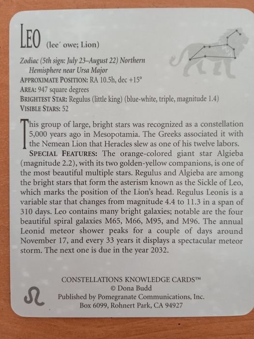 Uma carta,uma constelação! Constellations - knowledge cards, Dona Budd