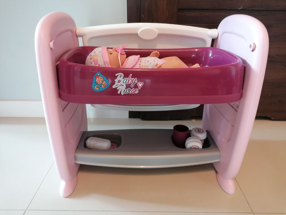 Smoby Baby Nurse Łóżeczko 2w1 dla lalki/przewijak + lalka