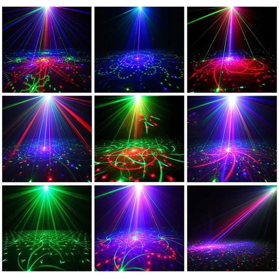 Projetor de luz e laser multi cores para festas com comando remoto