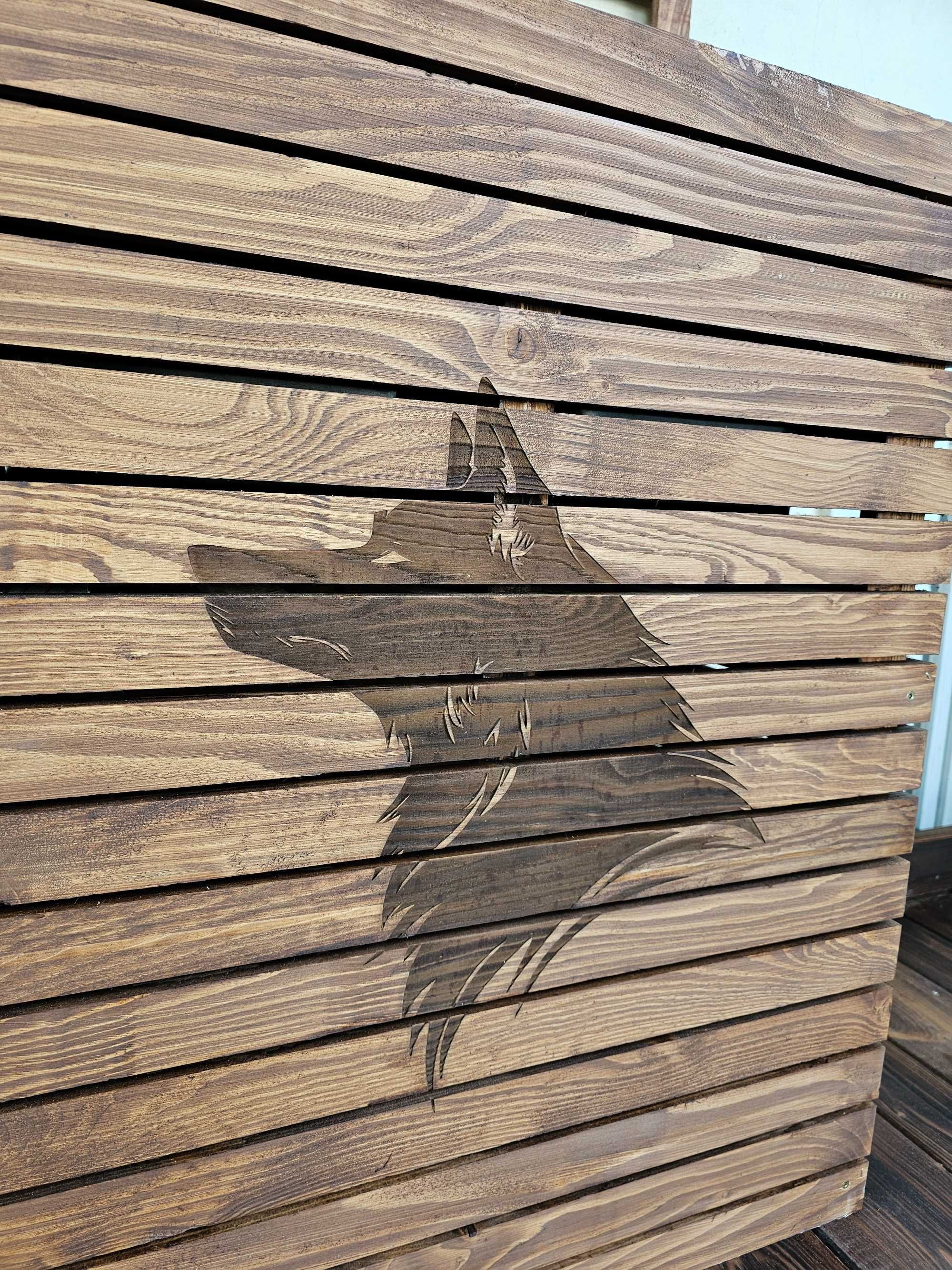drewniana donica z drabinką i grawerem + GRATIS 2 wkłady 18L!