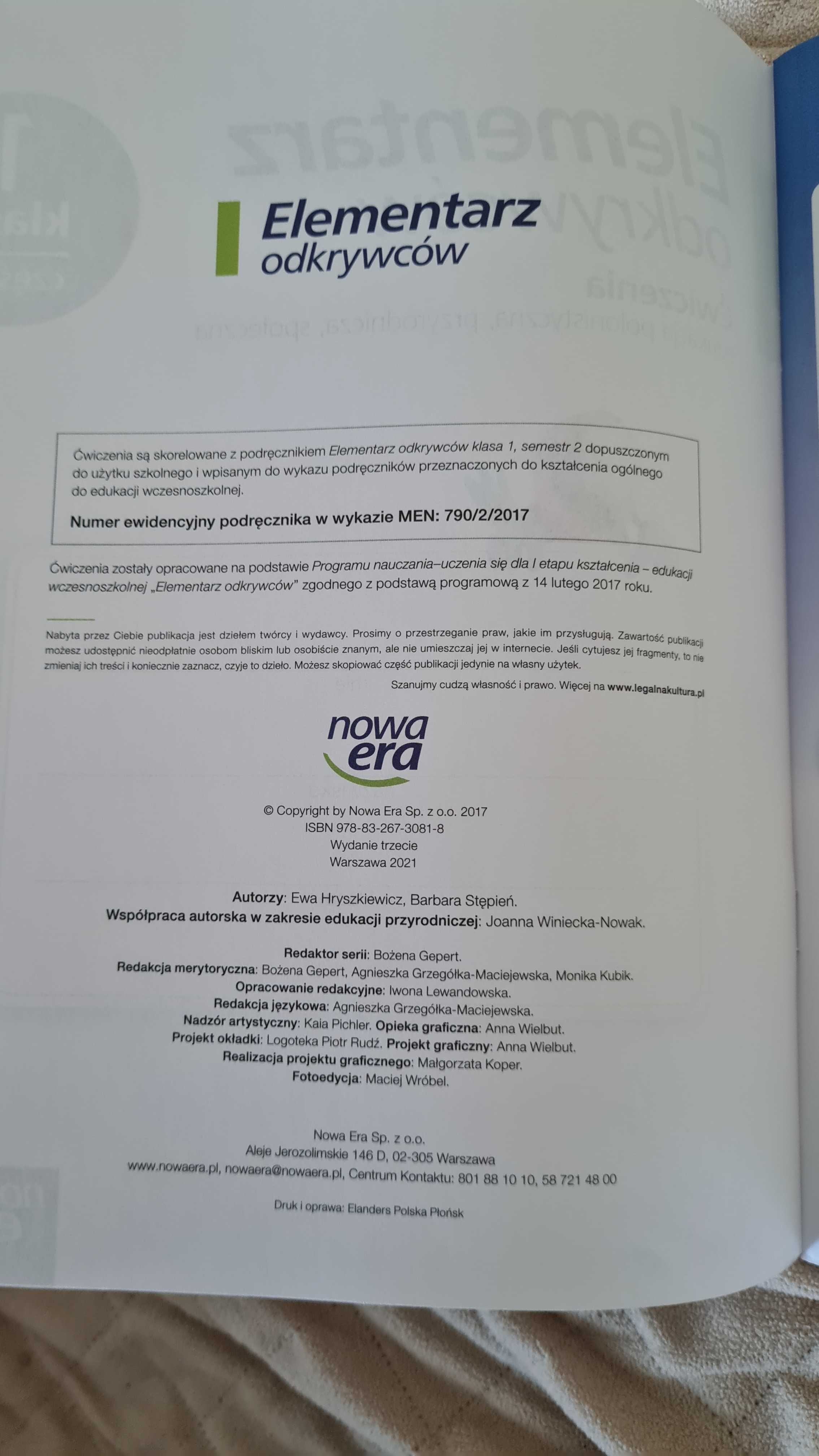 Elementarz odkrywców. Klasa 1. Część 3. Ćwiczenia Nowa Era