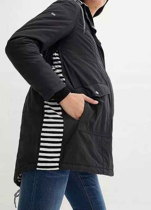 B.P.C parka ciążowa przejściowa czarna z panelem dla dziecka ^36