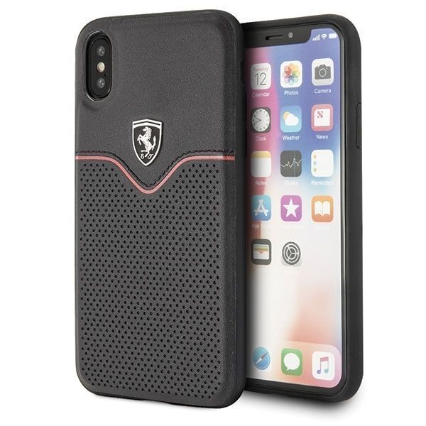 Etui Ferrari Victory iPhone X/Xs - Czarny Skóra Hardcase