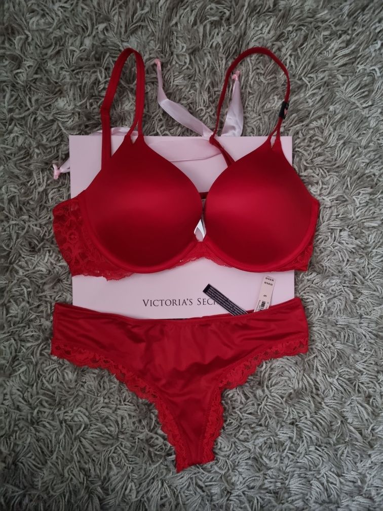 Biustonosz i majtki Victoria's secret rozmiar 75 C push up i majtki S