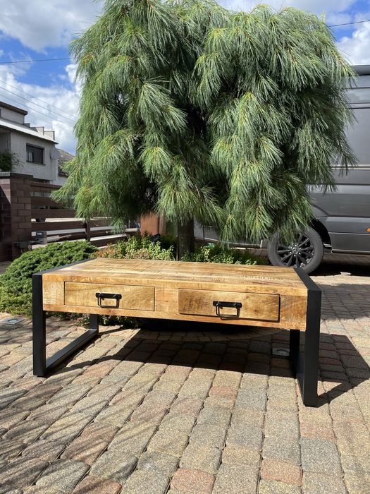 Stół prostokątny/styl indystrialny/drewno egzotyczne/metal