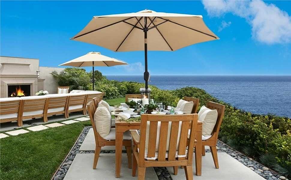 Parasol tarasowy/ogrodowy/ balkonowy Yaheetech beże i brązy 260 x 240
