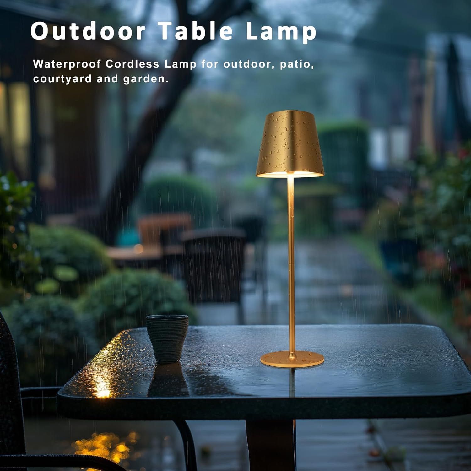 Nowa bezprzewodowa lampa LED – dotykowa, złota, 3 barwy światła, USB-C
