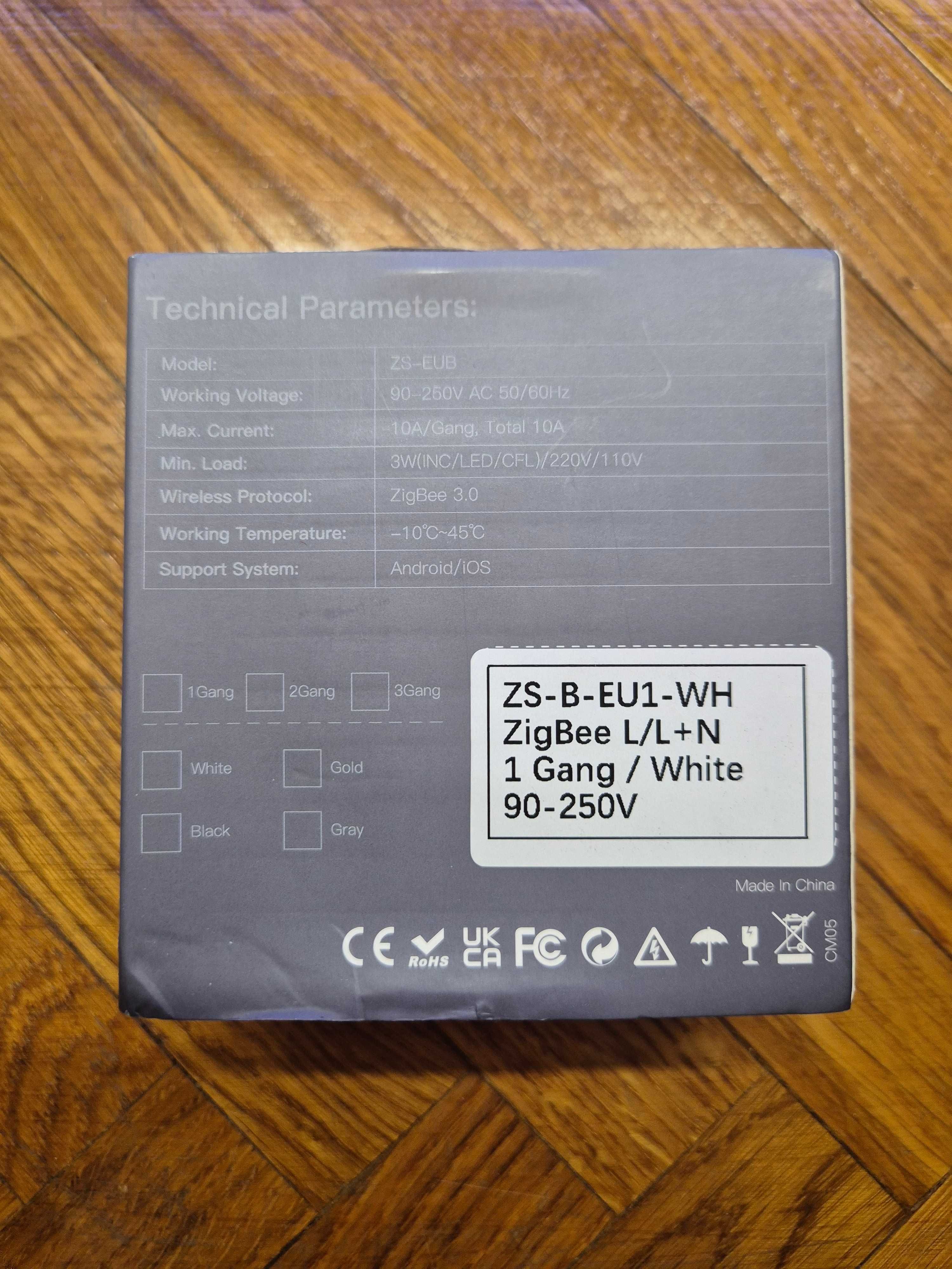 Умный выключатель Moes ZS-B-EU1-WH-MS Zigbee 3.0 1 клавиша Tuya Smart