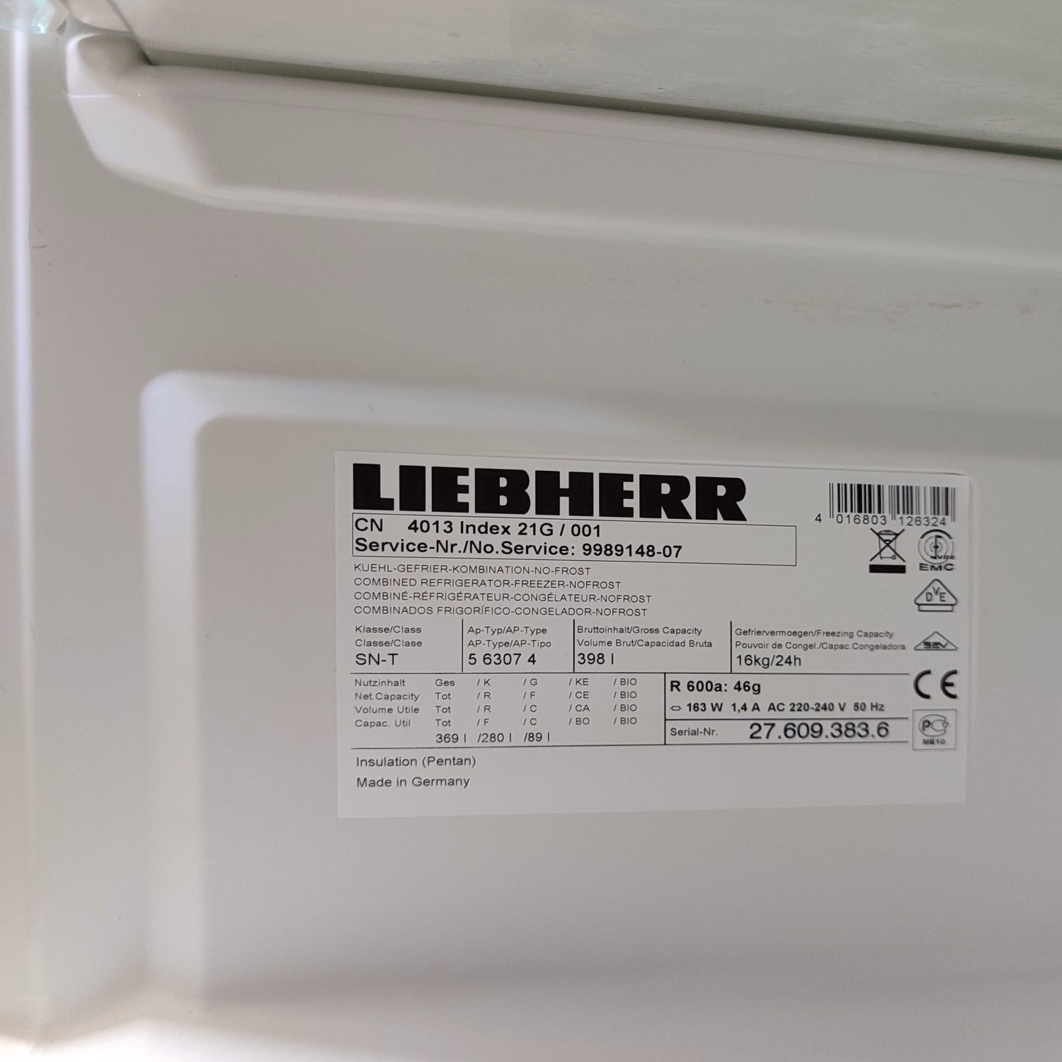 Холодильник Liebherr двухкамерный