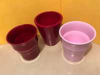 Doniczki do storczyka - różowa i dwie bordowe z ceramiki