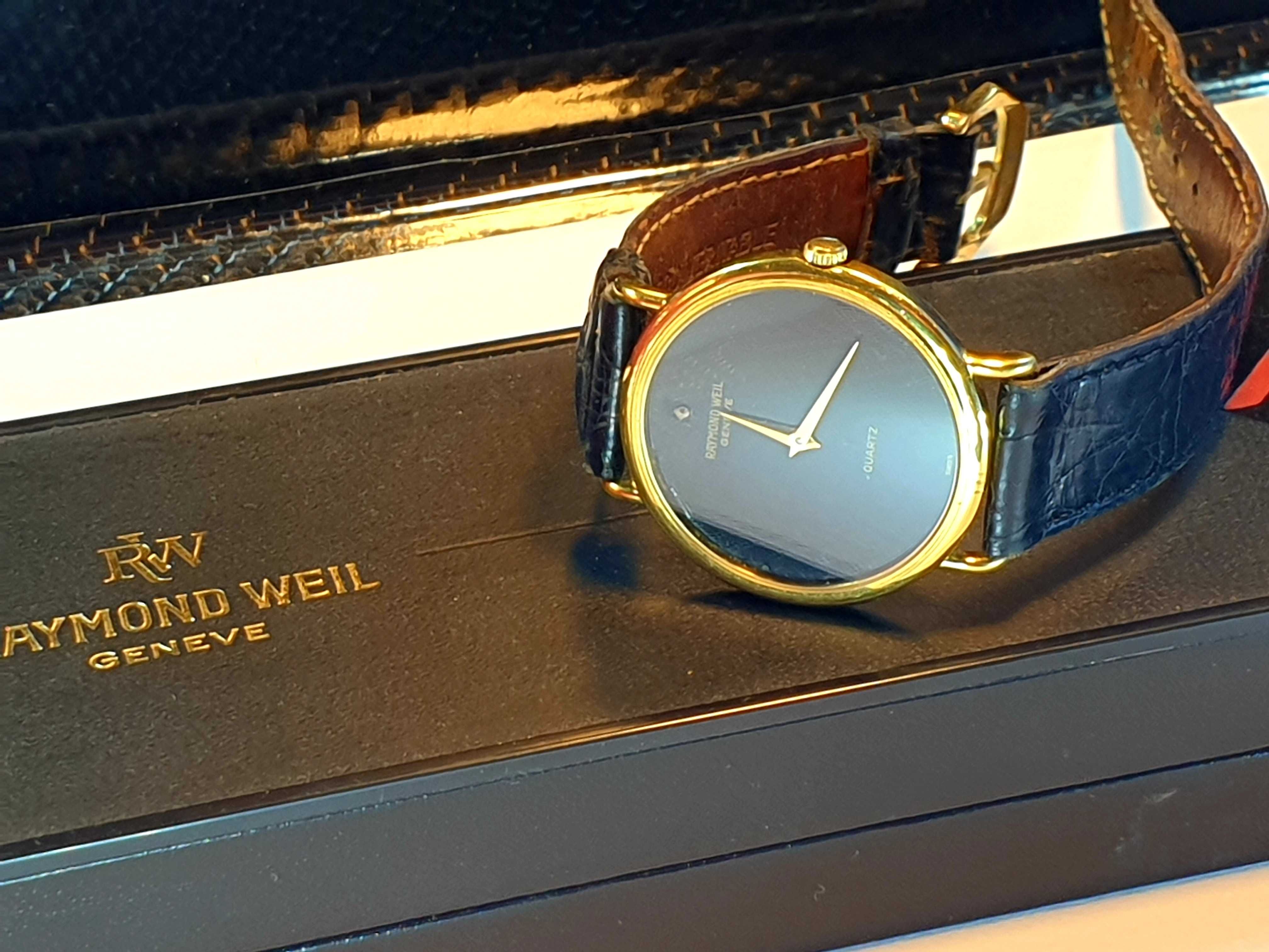 Raymond Weil złocony 18K meski zegarek kwarcowy SWISS