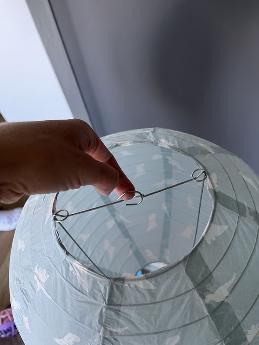 Klosz papierowy abażur lampa wisząca dziecięca w dinozaury niebieska