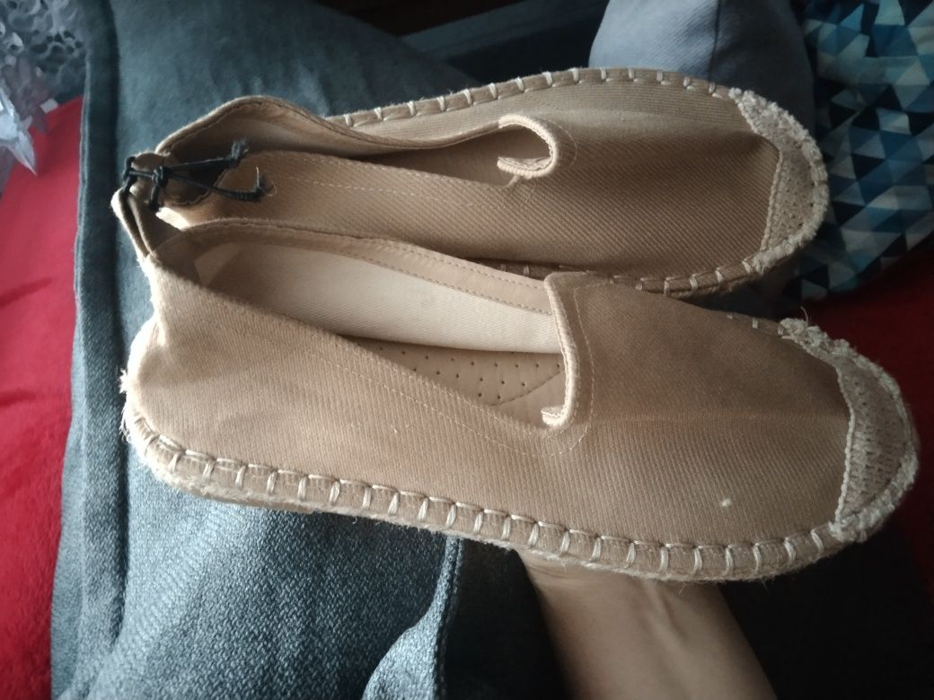 Nowe Espadryle baleriny beżowe kawa z mlekiem rozmiar 37