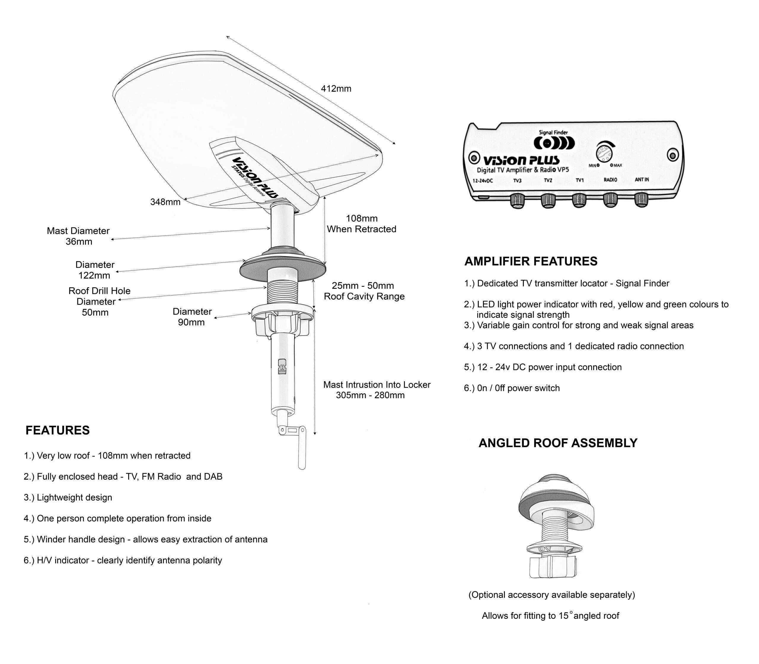 Antenna TV wielokierunkowa Vision Plus Status 570 digital kamper