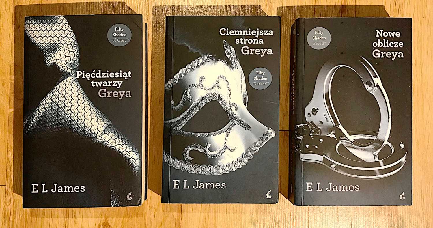 EL James Cykl Pięćdziesiąt odcieni Greya tom I, II i III kpl 3 +