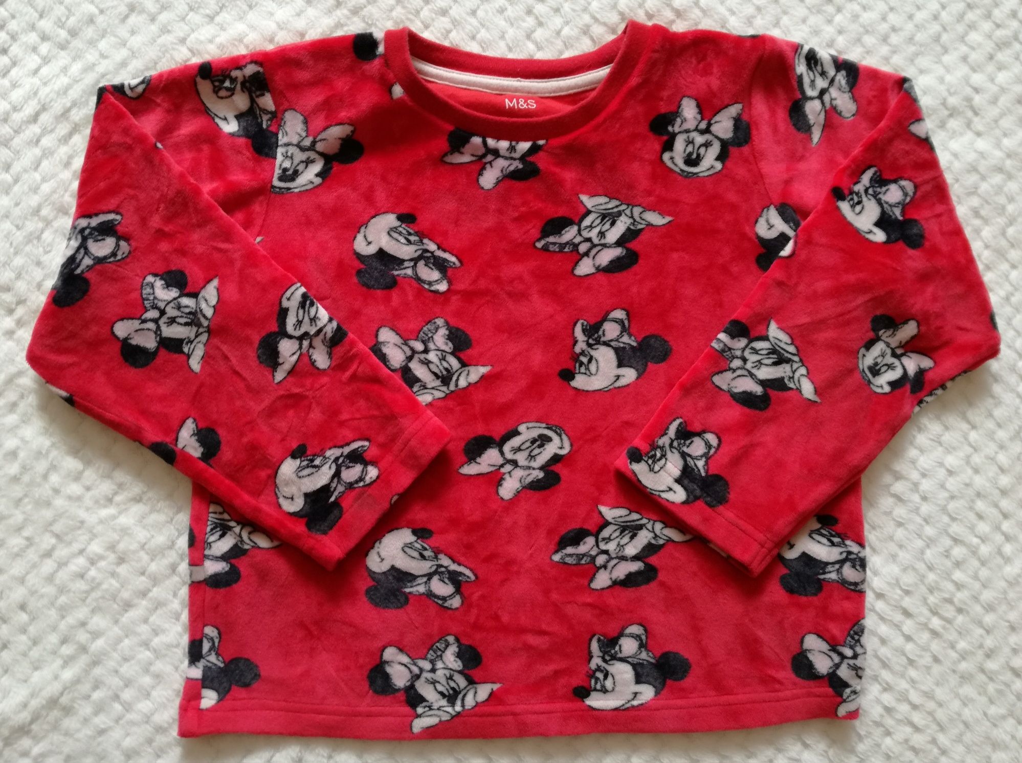 Welurowa bluzka dziewczęca z Myszką Minnie Disney M&S rozmiar 116