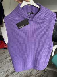 Olsen sweter pol golf bezrekawnik kamizelka lila liliowy 40 L 42 XL