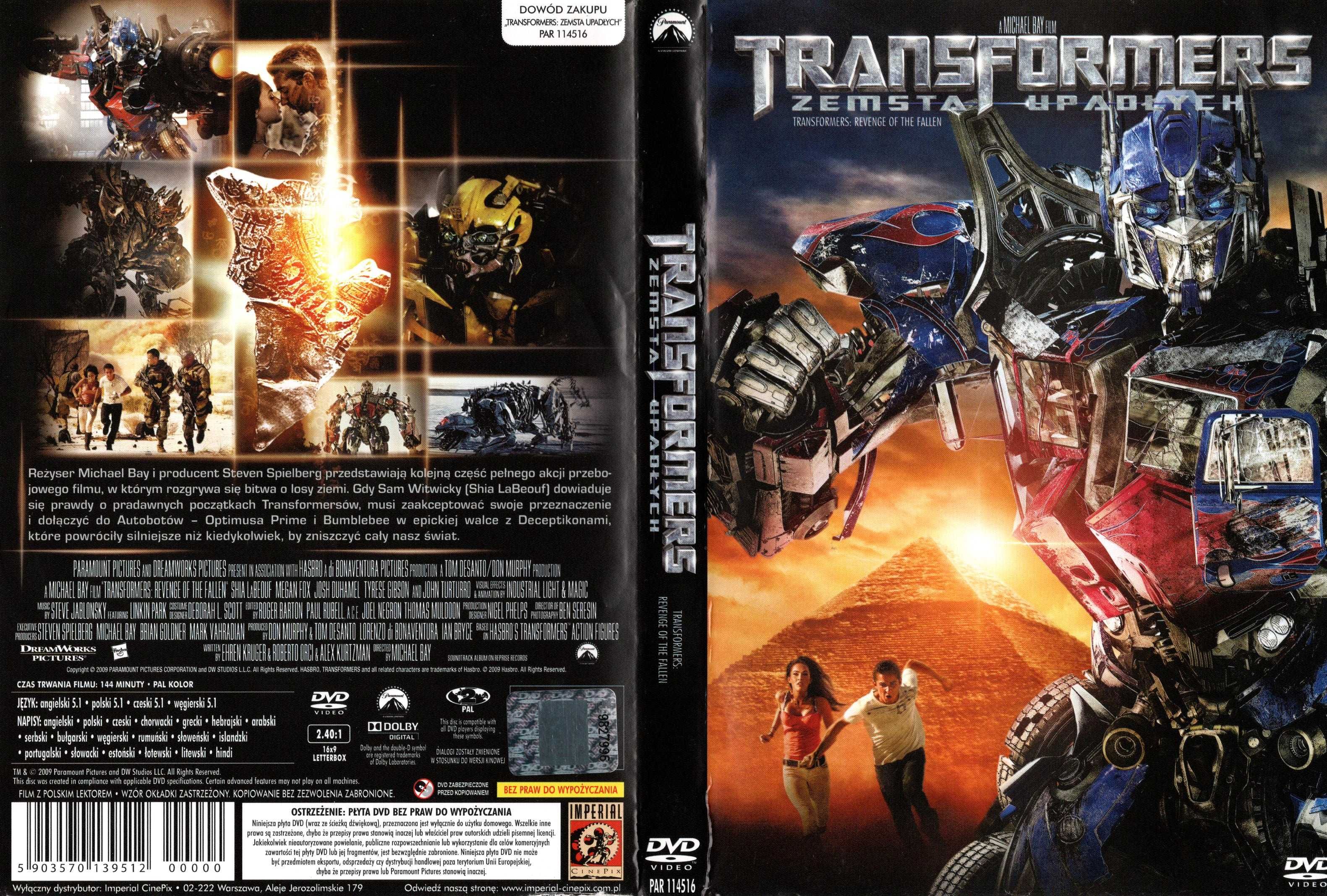 Transformers. ''Zemsta upadłych''. DVD używane. 29. 04. 2024 r.