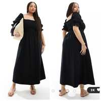 ASOS CURVE 46r czarna długa sukienka midi maxi