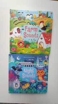 2 szt Usborne sound books farm sounds and night książki Montessori se