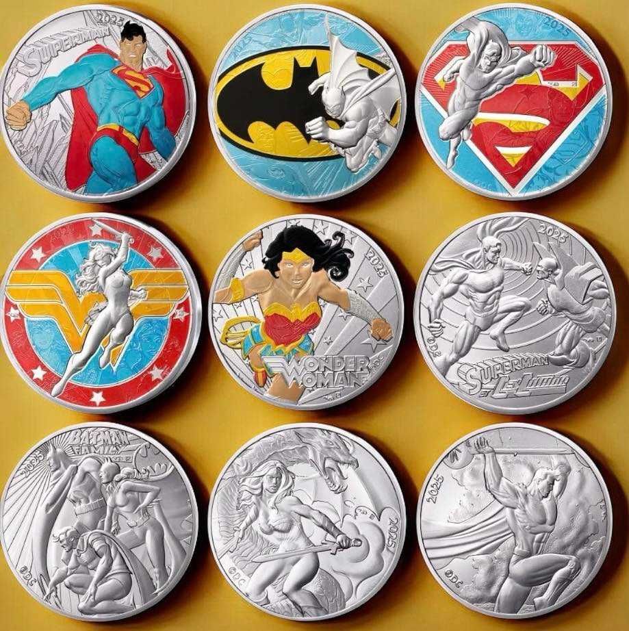 Moedas de prata  9 Coincards 10€ França DC Comics