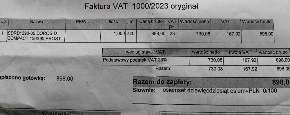 NOWY brodzik Radaway Doros D Compact Stone Biały 130x90