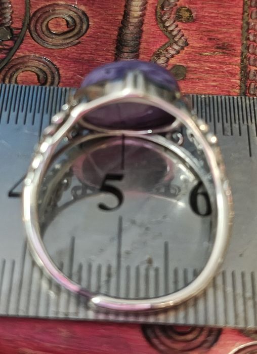 Zestaw Czaroit Pierścionek Kolczyki branzoletka