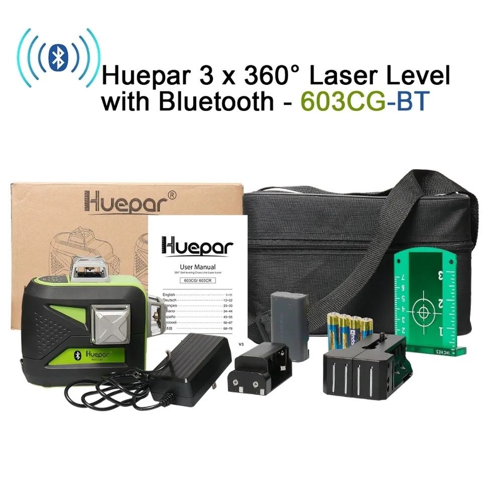 Лазерный 3D уровень с Bluetooth нивелир Huepar 603CG-BT 12 линий
