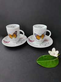 Фарфоровые кофейные чашки с блюдцами "бабочки"  Dora Papis Nostalgie
