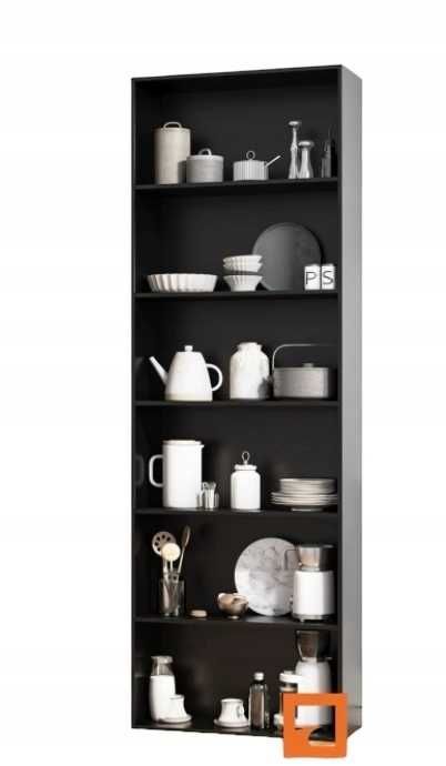 czarny Regał Biblioteczka na książki słupek 60 cm x 180 cm x 24 Mocny