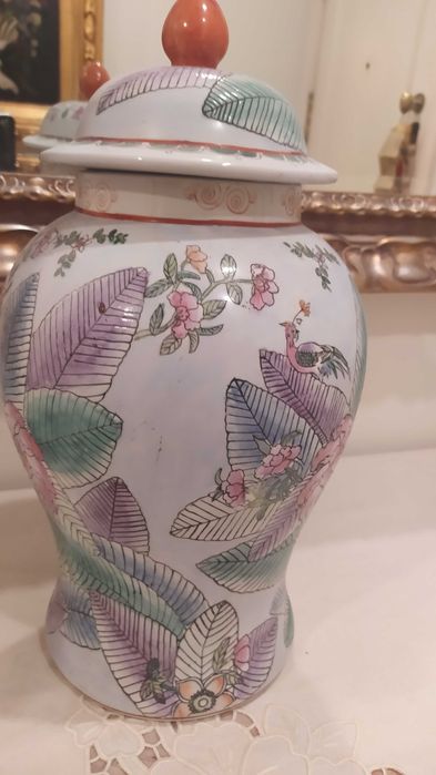 Porcelana Chinesa Antiga -Pote Com Tampa e Fruteiro - Peças Grandes