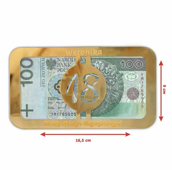 Złota koperta 2 szt  na pieniądze urodziny  prezent personalizacja