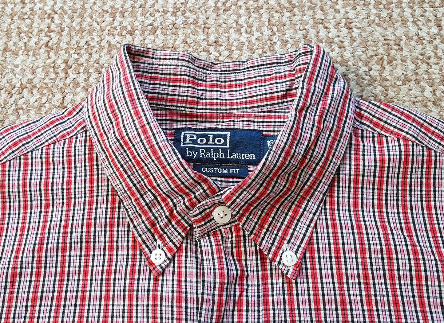 RALPH LAUREN Polo рубашка custom fit Оригинал L красная клетка