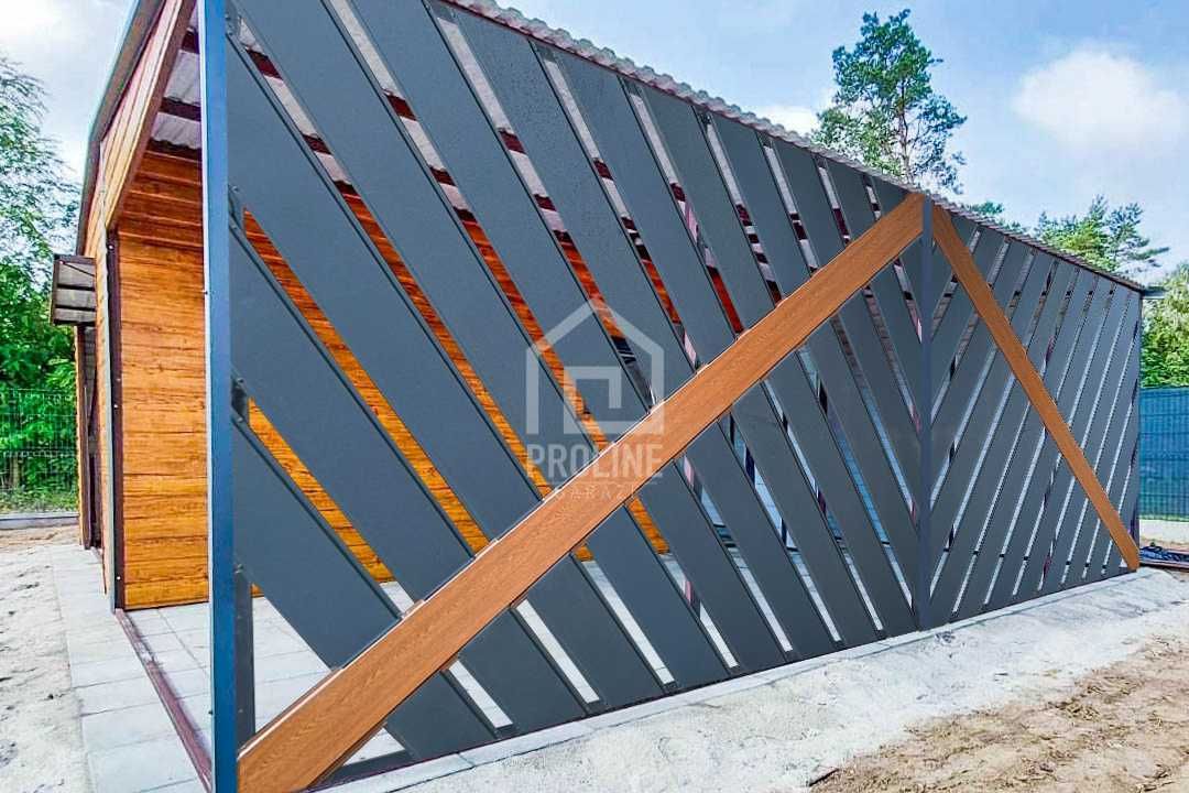 Garaż Blaszany 4x6m +Wiata Panele Verona Brama Okno  Drzwi dach PLG142