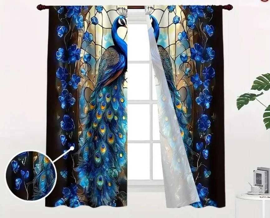 ZASŁONY 2D 60x150cm Art Déco z Motywem Pawia pawie na tunelu h158