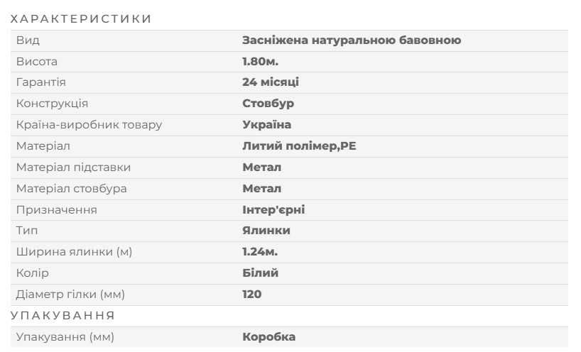 Штучна ялинка 1.8-2.5м Віденська Сніг — преміум лита, як жива