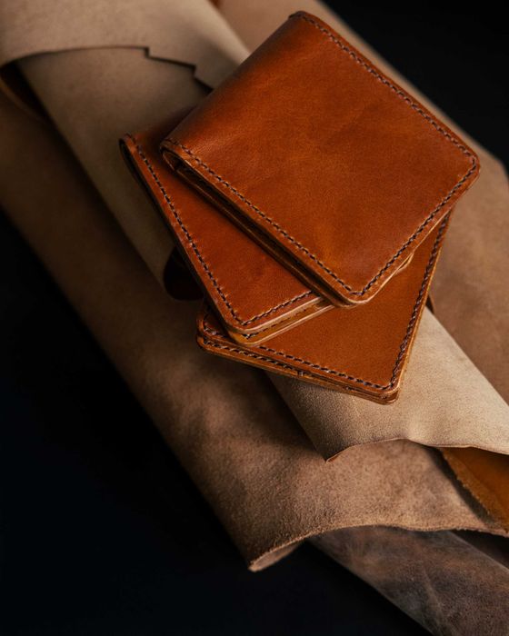 Naturalny brązowy portfel skórzany ręcznie robiony