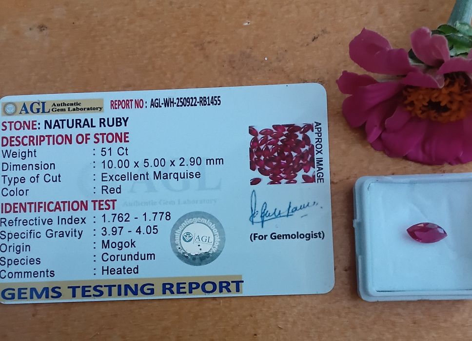 Rubi Marquesa 10x5 com Certificado  Elegância e Autenticidade