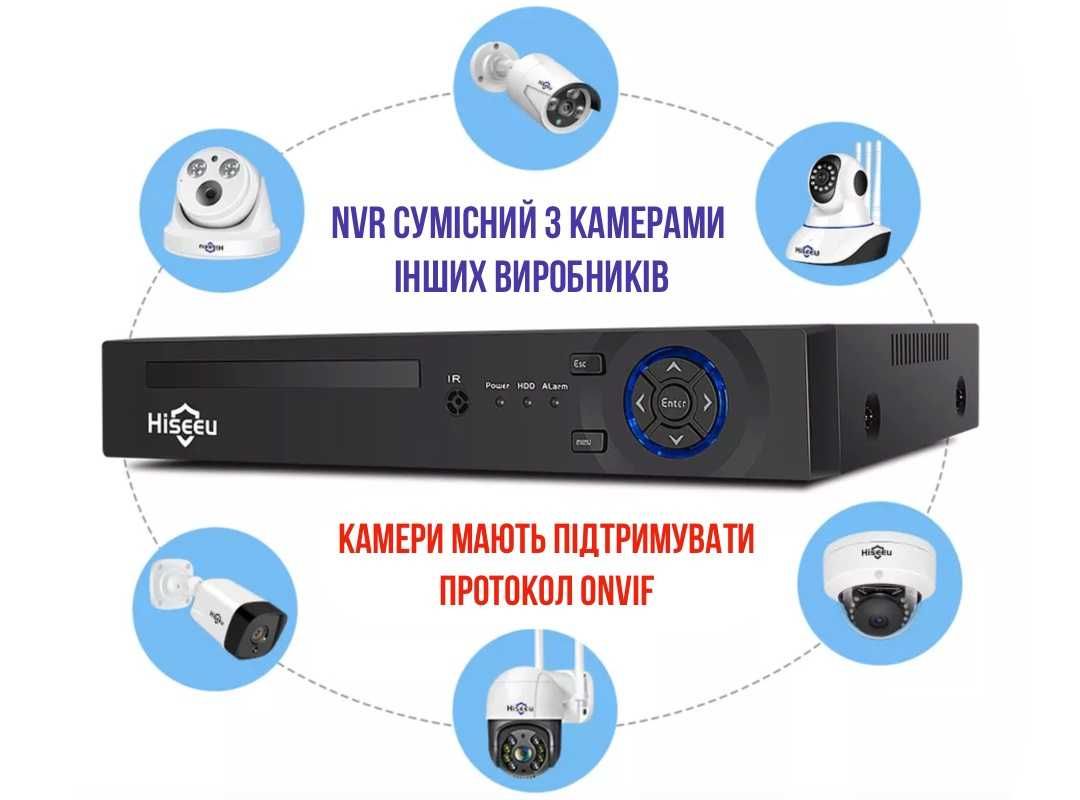 > POE IP Видеорегистратор (Відеореєстратор) Hiseeu 8-портовий NVR 8Мп