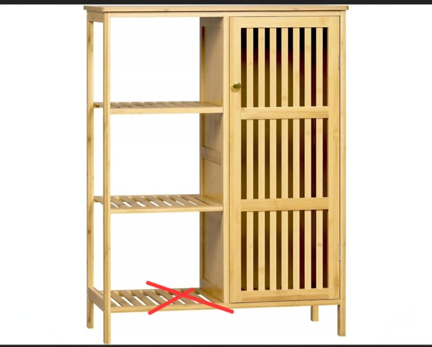 Szafka łazienkowa bambusowa szafka kuchenna drzwi lamelowe 66x88x33cm