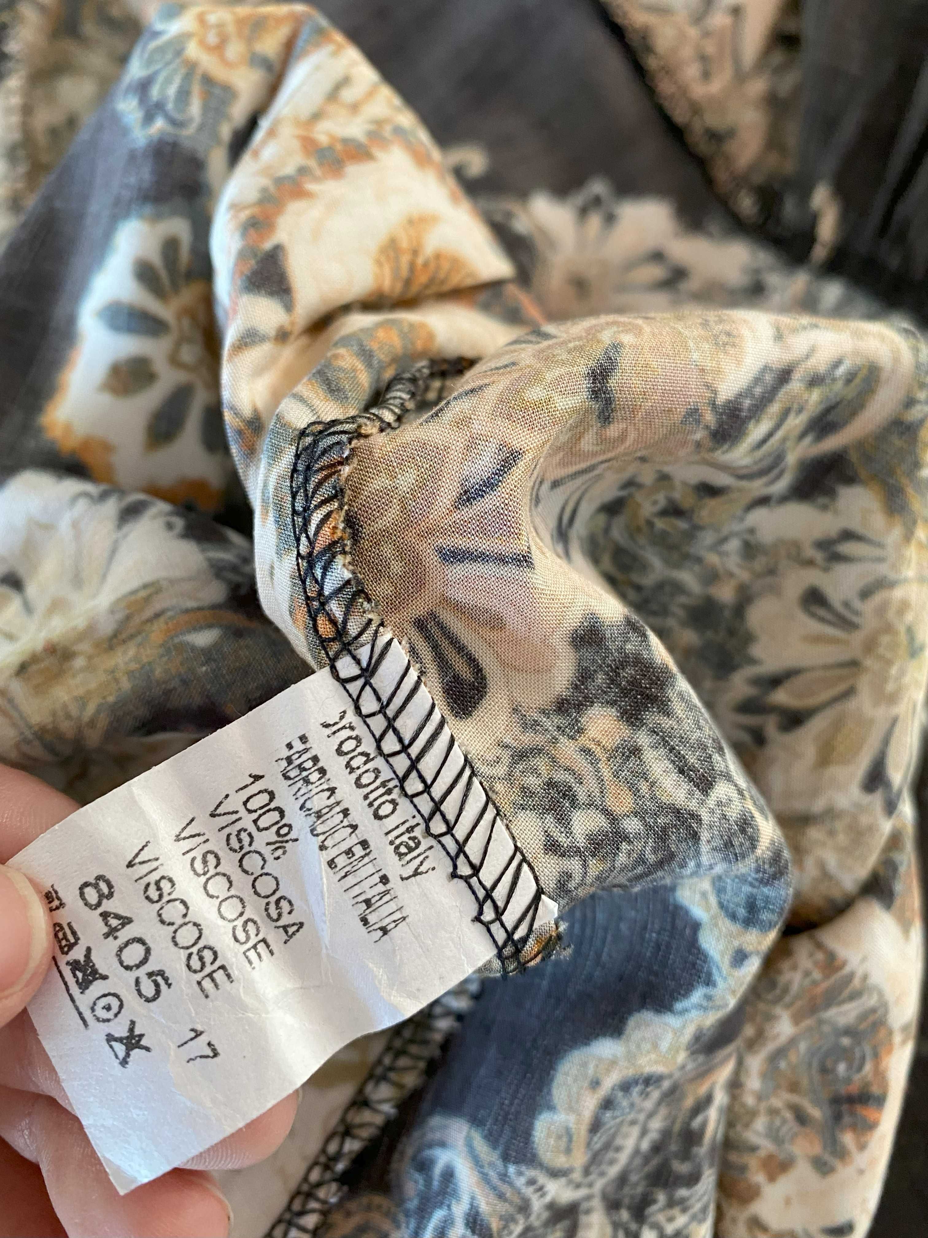 Letnia sukienka midi boho 100% wiskoza wzory rękaw 3/4