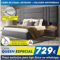 Cama de casal + estrado + colchão ortopédico