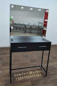 Гримерний стіл візажиста лофт із ЛЕД дзеркалом - ТОП для майстра краси