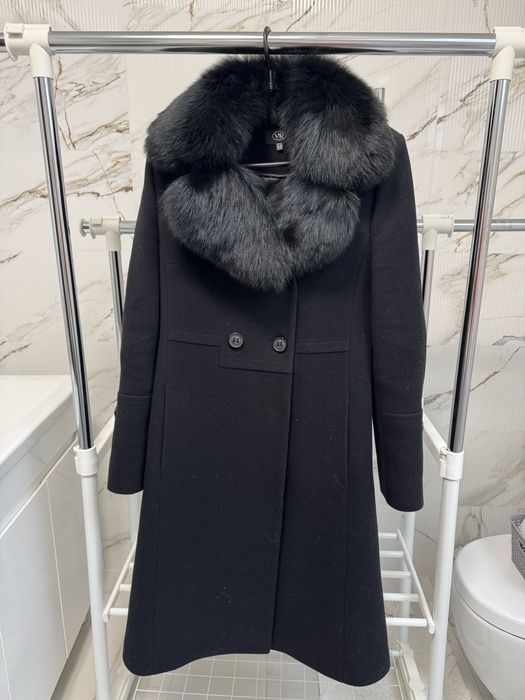 Пальто кашемірове з натуральним мехом
