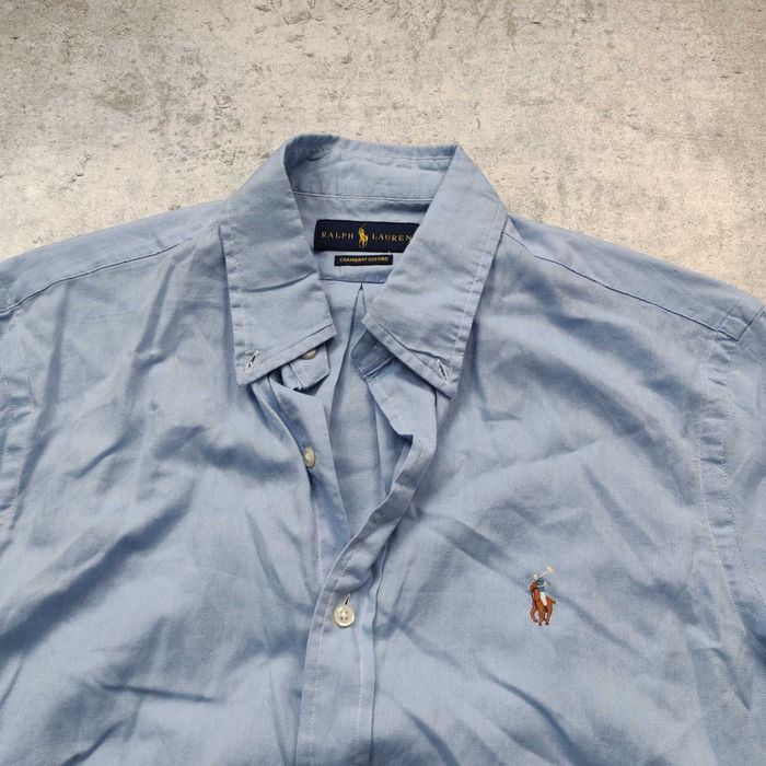 MĘSKA Koszula Krótki Rękaw Błękit Polo Ralph Lauren Konik Elegancka